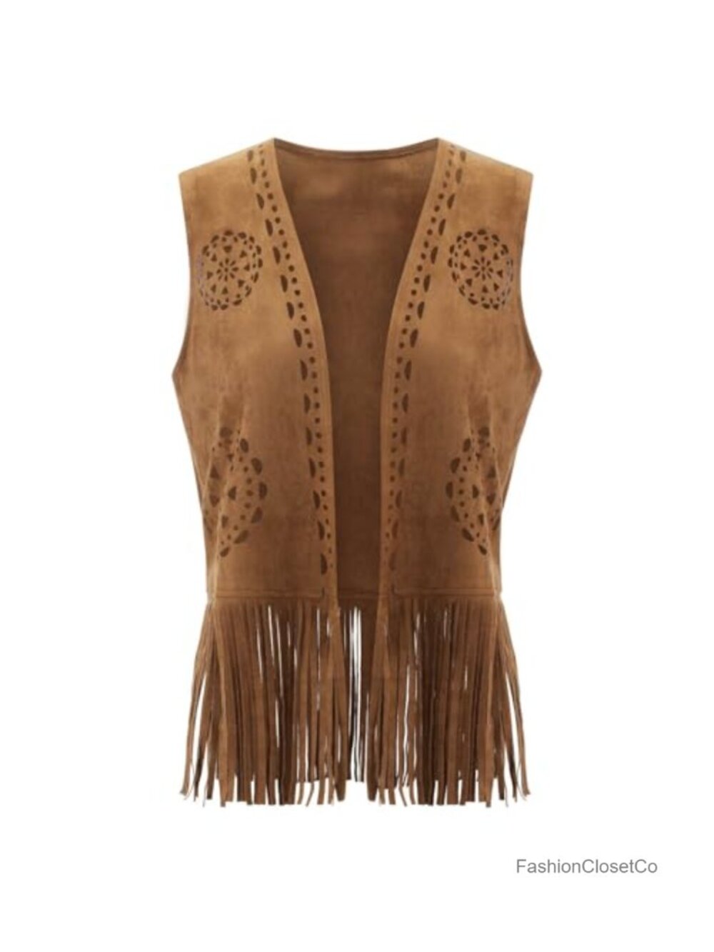 Faux Suede Fringe Vest for Women Western Cowgirl Boho Tassel - Picture 4 of 6